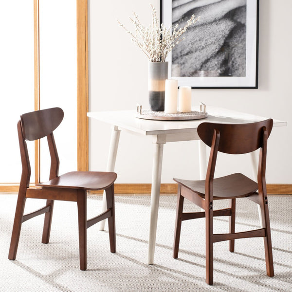 Safavieh LUCCA Retro Dining Chair - Vintage-Inspired Comfort with Mid-Century Design for Any Space Walnut DCH1001D-SET2