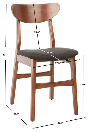Safavieh LUCCA Retro Dining Chair - Vintage Chic Design with Plush Cushion for Stylish Dining & Comfort Walnut / Black DCH1001F-SET2