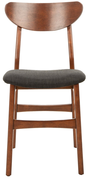 Safavieh LUCCA Retro Dining Chair - Vintage Chic Design with Plush Cushion for Stylish Dining & Comfort Walnut / Black DCH1001F-SET2