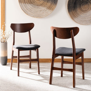 Safavieh LUCCA Retro Dining Chair - Vintage Chic Design with Plush Cushion for Stylish Dining & Comfort Walnut / Black DCH1001F-SET2