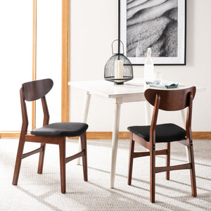 Safavieh LUCCA Retro Dining Chair - Vintage Chic Design with Plush Cushion for Stylish Dining & Comfort Walnut / Black DCH1001F-SET2