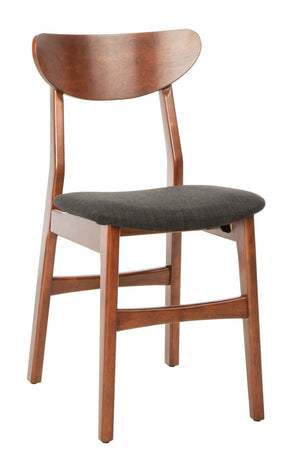 Safavieh LUCCA Retro Dining Chair - Vintage Chic Design with Plush Cushion for Stylish Dining & Comfort Walnut / Black DCH1001F-SET2