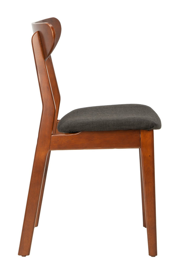 Safavieh LUCCA Retro Dining Chair - Vintage Chic Design with Plush Cushion for Stylish Dining & Comfort Walnut / Black DCH1001F-SET2