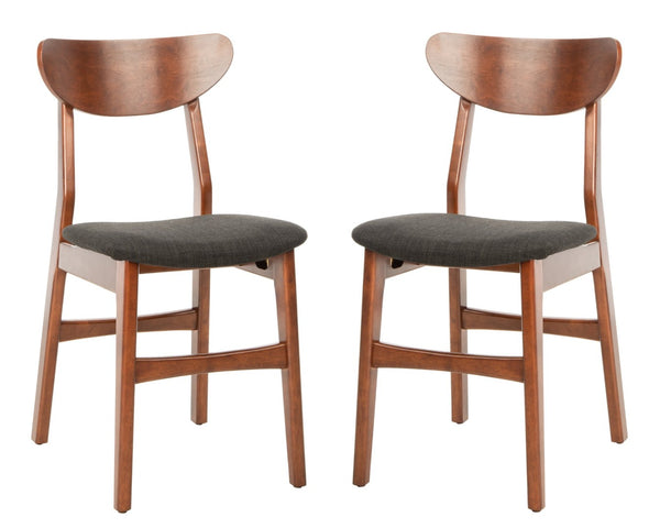 Safavieh LUCCA Retro Dining Chair - Vintage Chic Design with Plush Cushion for Stylish Dining & Comfort Walnut / Black DCH1001F-SET2