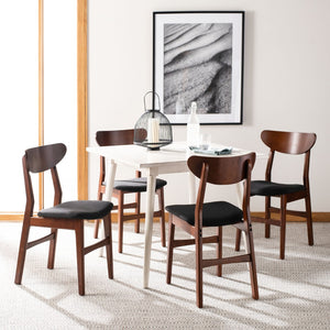 Safavieh LUCCA Retro Dining Chair - Vintage Chic Design with Plush Cushion for Stylish Dining & Comfort Walnut / Black DCH1001F-SET2