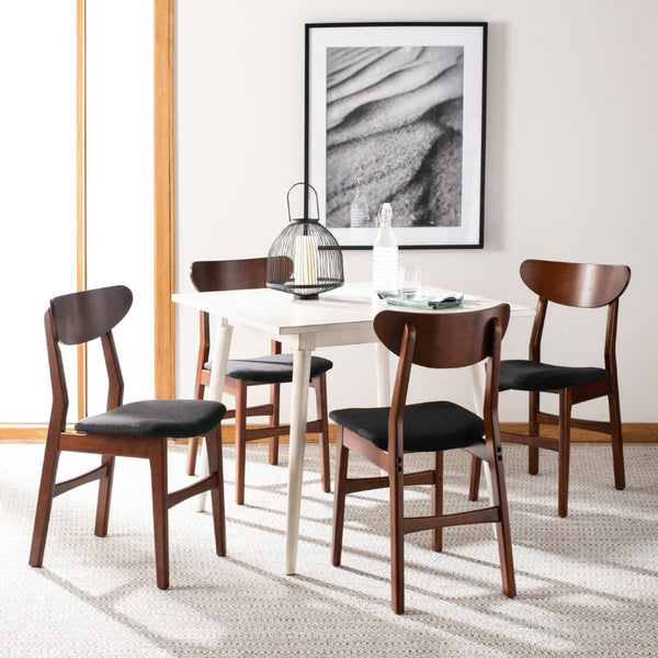 Safavieh LUCCA Retro Dining Chair - Vintage Chic Design with Plush Cushion for Stylish Dining & Comfort Walnut / Black DCH1001F-SET2