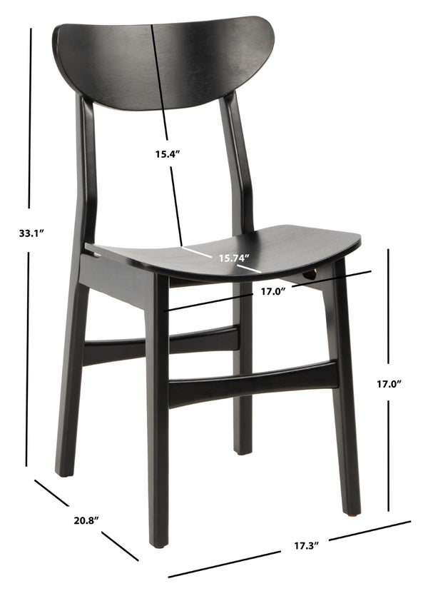 Safavieh LUCCA Retro Dining Chair - Vintage-Inspired Comfort with Mid-Century Design for Any Space Black DCH1001G-SET2
