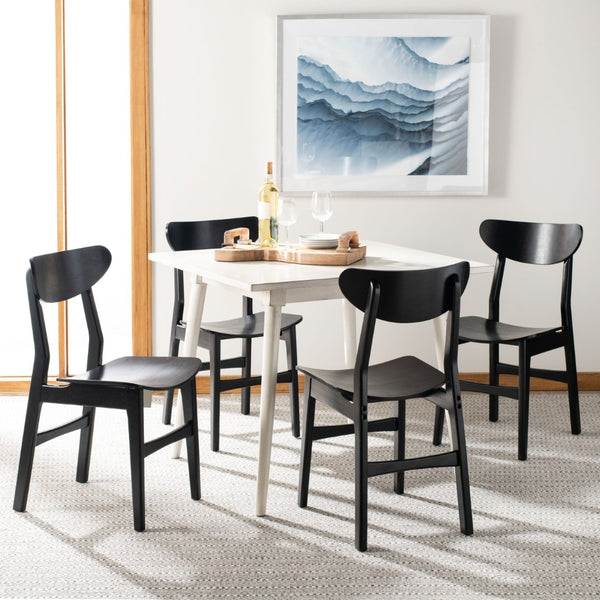 Safavieh LUCCA Retro Dining Chair - Vintage-Inspired Comfort with Mid-Century Design for Any Space Black DCH1001G-SET2