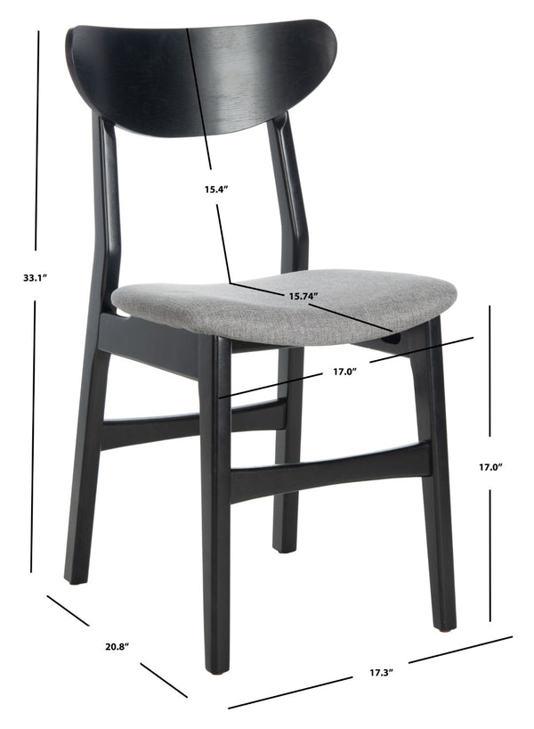 Safavieh LUCCA Retro Dining Chair - Vintage Chic Design with Plush Cushion for Stylish Dining & Comfort Black / Grey DCH1001H-SET2
