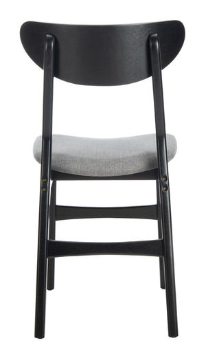 Safavieh LUCCA Retro Dining Chair - Vintage Chic Design with Plush Cushion for Stylish Dining & Comfort Black / Grey DCH1001H-SET2