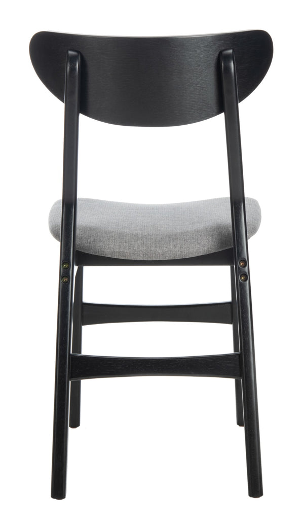 Safavieh LUCCA Retro Dining Chair - Vintage Chic Design with Plush Cushion for Stylish Dining & Comfort Black / Grey DCH1001H-SET2