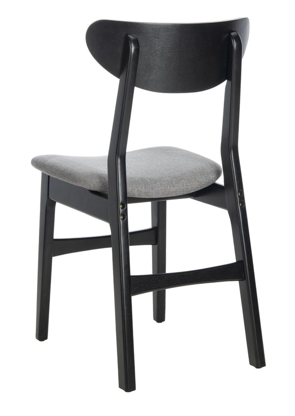 Safavieh LUCCA Retro Dining Chair - Vintage Chic Design with Plush Cushion for Stylish Dining & Comfort Black / Grey DCH1001H-SET2