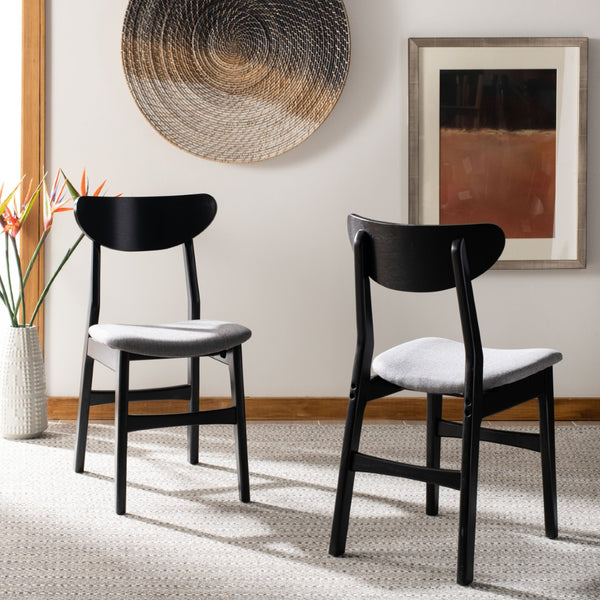 Safavieh LUCCA Retro Dining Chair - Vintage Chic Design with Plush Cushion for Stylish Dining & Comfort Black / Grey DCH1001H-SET2