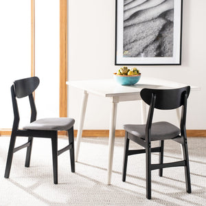 Safavieh LUCCA Retro Dining Chair - Vintage Chic Design with Plush Cushion for Stylish Dining & Comfort Black / Grey DCH1001H-SET2