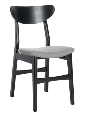 Safavieh LUCCA Retro Dining Chair - Vintage Chic Design with Plush Cushion for Stylish Dining & Comfort Black / Grey DCH1001H-SET2