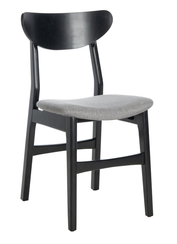 Safavieh LUCCA Retro Dining Chair - Vintage Chic Design with Plush Cushion for Stylish Dining & Comfort Black / Grey DCH1001H-SET2