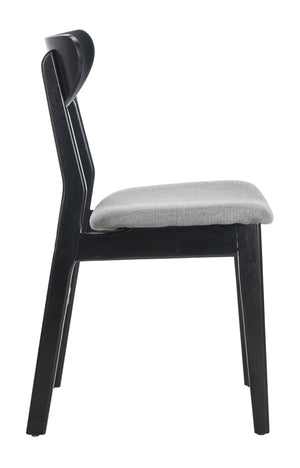 Safavieh LUCCA Retro Dining Chair - Vintage Chic Design with Plush Cushion for Stylish Dining & Comfort Black / Grey DCH1001H-SET2