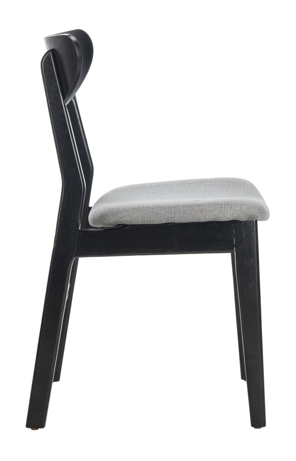 Safavieh LUCCA Retro Dining Chair - Vintage Chic Design with Plush Cushion for Stylish Dining & Comfort Black / Grey DCH1001H-SET2