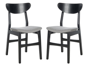 Safavieh LUCCA Retro Dining Chair - Vintage Chic Design with Plush Cushion for Stylish Dining & Comfort Black / Grey DCH1001H-SET2