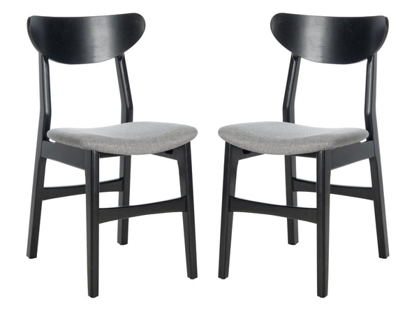 Safavieh LUCCA Retro Dining Chair - Vintage Chic Design with Plush Cushion for Stylish Dining & Comfort Black / Grey DCH1001H-SET2