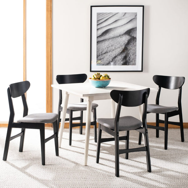 Safavieh LUCCA Retro Dining Chair - Vintage Chic Design with Plush Cushion for Stylish Dining & Comfort Black / Grey DCH1001H-SET2