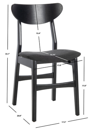 Safavieh LUCCA Retro Dining Chair - Vintage Chic Design with Plush Cushion for Stylish Dining & Comfort Black DCH1001J-SET2