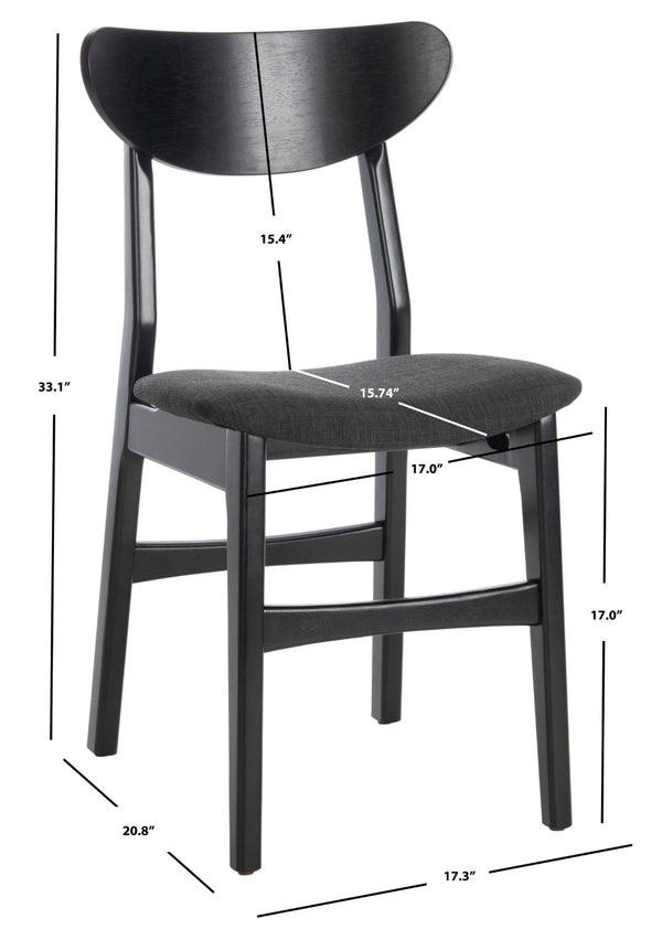 Safavieh LUCCA Retro Dining Chair - Vintage Chic Design with Plush Cushion for Stylish Dining & Comfort Black DCH1001J-SET2