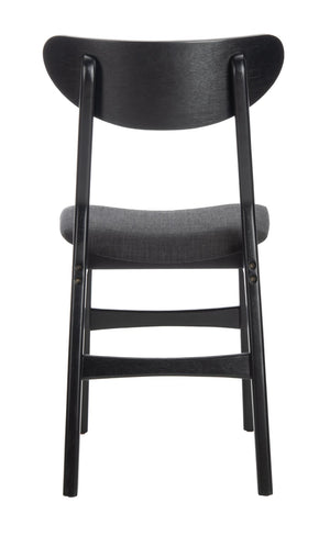 Safavieh LUCCA Retro Dining Chair - Vintage Chic Design with Plush Cushion for Stylish Dining & Comfort Black DCH1001J-SET2
