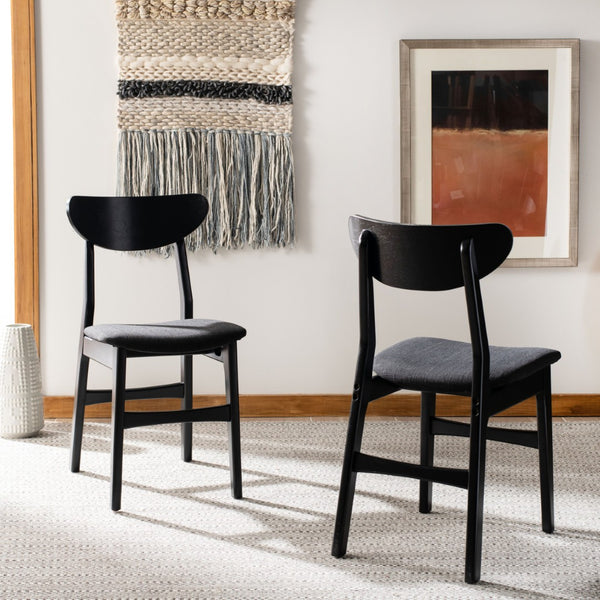 Safavieh LUCCA Retro Dining Chair - Vintage Chic Design with Plush Cushion for Stylish Dining & Comfort Black DCH1001J-SET2