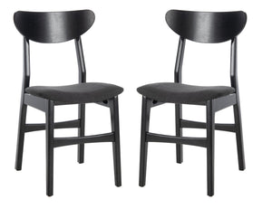 Safavieh LUCCA Retro Dining Chair - Vintage Chic Design with Plush Cushion for Stylish Dining & Comfort Black DCH1001J-SET2