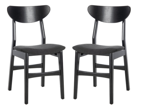 Safavieh LUCCA Retro Dining Chair - Vintage Chic Design with Plush Cushion for Stylish Dining & Comfort Black DCH1001J-SET2