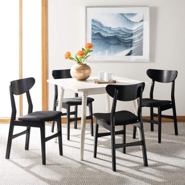Safavieh LUCCA Retro Dining Chair - Vintage Chic Design with Plush Cushion for Stylish Dining & Comfort Black DCH1001J-SET2