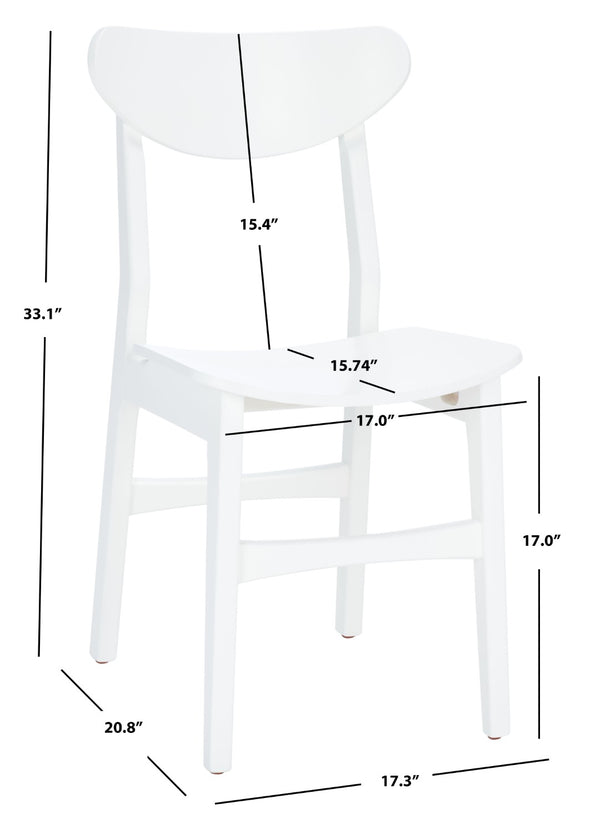 Safavieh LUCCA Retro Dining Chair - Vintage-Inspired Comfort with Mid-Century Design for Any Space White DCH1001K-SET2