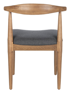 Safavieh LIONEL Retro Dining Chair Set of 2 - Mid-Century Walnut Frame with Dark Grey Cushion Comfort DCH1003A-SET2