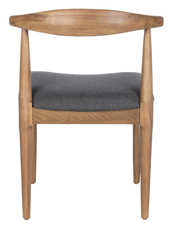 Safavieh LIONEL Retro Dining Chair Set of 2 - Mid-Century Walnut Frame with Dark Grey Cushion Comfort DCH1003A-SET2