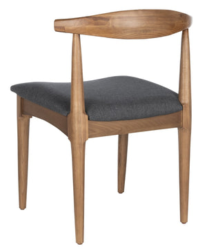 Safavieh LIONEL Retro Dining Chair Set of 2 - Mid-Century Walnut Frame with Dark Grey Cushion Comfort DCH1003A-SET2