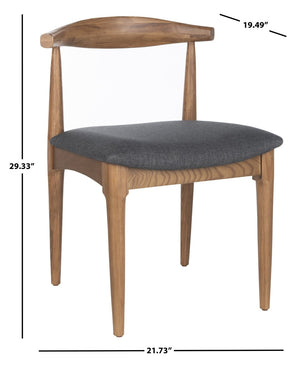 Safavieh LIONEL Retro Dining Chair Set of 2 - Mid-Century Walnut Frame with Dark Grey Cushion Comfort DCH1003A-SET2