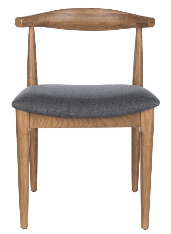 Safavieh LIONEL Retro Dining Chair Set of 2 - Mid-Century Walnut Frame with Dark Grey Cushion Comfort DCH1003A-SET2