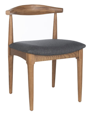 Safavieh LIONEL Retro Dining Chair Set of 2 - Mid-Century Walnut Frame with Dark Grey Cushion Comfort DCH1003A-SET2