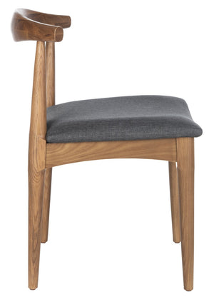 Safavieh LIONEL Retro Dining Chair Set of 2 - Mid-Century Walnut Frame with Dark Grey Cushion Comfort DCH1003A-SET2