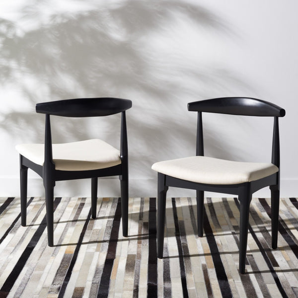 Safavieh LIONEL Retro Dining Chair – Vintage 1940s Inspired Design with Modern Comfort for Stylish Spaces Black / White DCH1003C-SET2