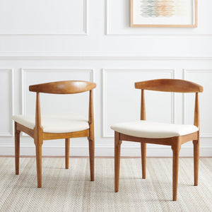 Safavieh LIONEL Retro Dining Chair – Vintage 1940s Inspired Design with Modern Comfort for Stylish Spaces Walnut / White DCH1003D-SET2