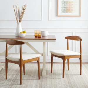 Safavieh LIONEL Retro Dining Chair – Vintage 1940s Inspired Design with Modern Comfort for Stylish Spaces Walnut / White DCH1003D-SET2