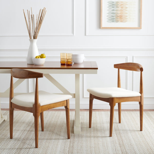 Safavieh LIONEL Retro Dining Chair – Vintage 1940s Inspired Design with Modern Comfort for Stylish Spaces Walnut / White DCH1003D-SET2