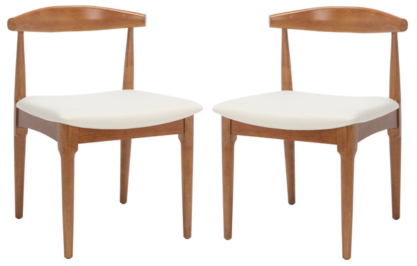 Safavieh LIONEL Retro Dining Chair – Vintage 1940s Inspired Design with Modern Comfort for Stylish Spaces Walnut / White DCH1003D-SET2