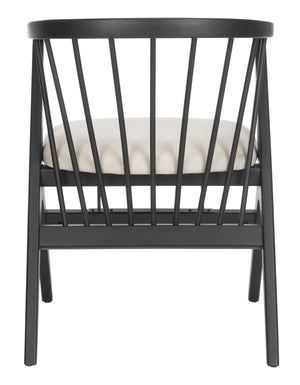 Safavieh NOAH Spindle Dining Chair Set of 2 - Sleek Black Frame with Beige Cushion for Modern Elegance DCH1004A-SET2