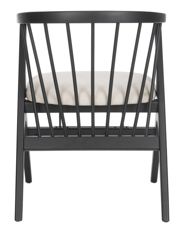 Safavieh NOAH Spindle Dining Chair Set of 2 - Sleek Black Frame with Beige Cushion for Modern Elegance DCH1004A-SET2