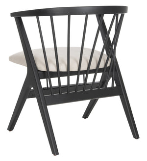 Safavieh NOAH Spindle Dining Chair Set of 2 - Sleek Black Frame with Beige Cushion for Modern Elegance DCH1004A-SET2