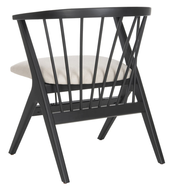Safavieh NOAH Spindle Dining Chair Set of 2 - Sleek Black Frame with Beige Cushion for Modern Elegance DCH1004A-SET2