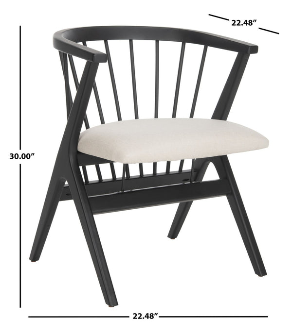 Safavieh NOAH Spindle Dining Chair Set of 2 - Sleek Black Frame with Beige Cushion for Modern Elegance DCH1004A-SET2